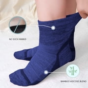 AMITOFO Socks for Diabetic-Friendly Comfort, 5 Pairs Non-Binding Bamboo Viscose Socks with Smooth Seamless Design, Moisture-Wicking Soft Breathable Socks for Sensitive Feet, Multicolor, Size 11-13