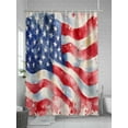 thumbnail image 5 of Fsddascl American Flag Shower Curtain Set - Extra Long 72" x 96" Bathtub Curtain with 12 Hooks, Abstract Oil Painting Farmhouse USA Flag Waterproof Fabric Stall Shower Curtains for Bathroom/Bathtub, 5 of 6