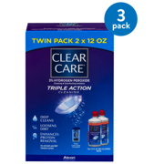 (3 pack) (3 Pack) Clear Care Triple Action Cleaning Twin Pack, 12.0 FL OZ