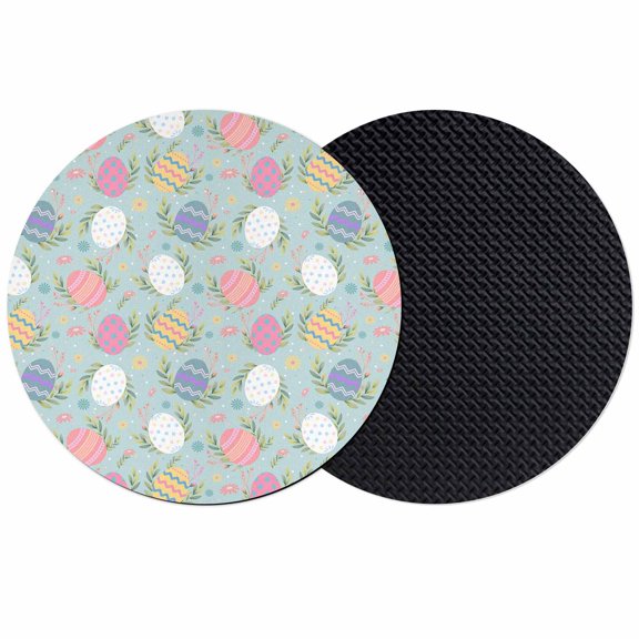Easter Bunny Coasters Set of 2, Absorbent Coasters for Drinks, Colorful Eggs Spring Leaves Daisy Blue Coaster for Desk Coffee Table Protection, Home Decor House Warming Gifts 4"