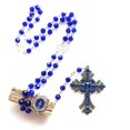 thumbnail image 6 of Giaone Rosary Necklace 8mm Blue Crystal Beads Medal Crucifix Cross Pendant Long Chain, 6 of 7