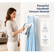 Hicloud Vacuum Steamer, Handheld Travel Garment Steamer for Clothes, 2500Pa Suction for Clothes Grips, Steaming & Ironing 2 In 1, 3 Modes