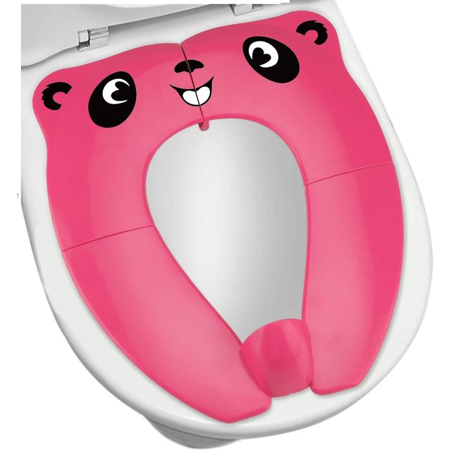 Asiento de inodoro plegable para bebé, reductor de inodoro, asiento de inodoro portátil para niños pequeños (rosa)