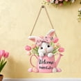 thumbnail image 7 of FEOLGEHLY Spring Summer Welcome Easter Door Sign Wooden Bunny Hanging Sign Truck Door Hanger with Rope Colorful Easter Themed Hanging Decoration for Front Porch Home Wall Decor, Pink, 7 of 7