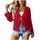 thumbnail image 1 of Mujeres de la Moda de la Playa Casual Color Sólido Hueco de Verano de Punto Cardigan Humo para la Primavera Y el Verano, 1 of 5