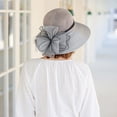 thumbnail image 6 of Riforla Women Hat Bridal Wedding Tea Party Wide Brim Summer Sun Cap Womens Hats Grey, 6 of 8