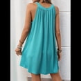 thumbnail image 4 of Vestido de Verano , Suelto, Sin Mangas, con Cuello Redondo y Cuello Halter, Color Sólido, Verde Tropical, Talla L, 4 of 10