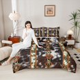 thumbnail image 4 of jejeloiu Retro Cowhide Pattern Twin Comforter Sets,Rustic Western Aztec Bedding Set For Adults Reversible 2pcs, 4 of 8