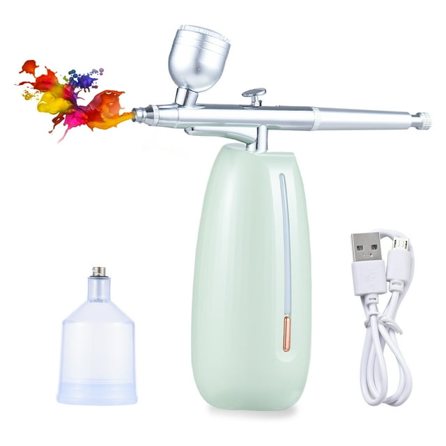 Mistaha Aérographe Portable avec Compresseur, Brosse à Air Sans Fil à Double Action, 2 Niveaux de Pression Réglables Intégrés