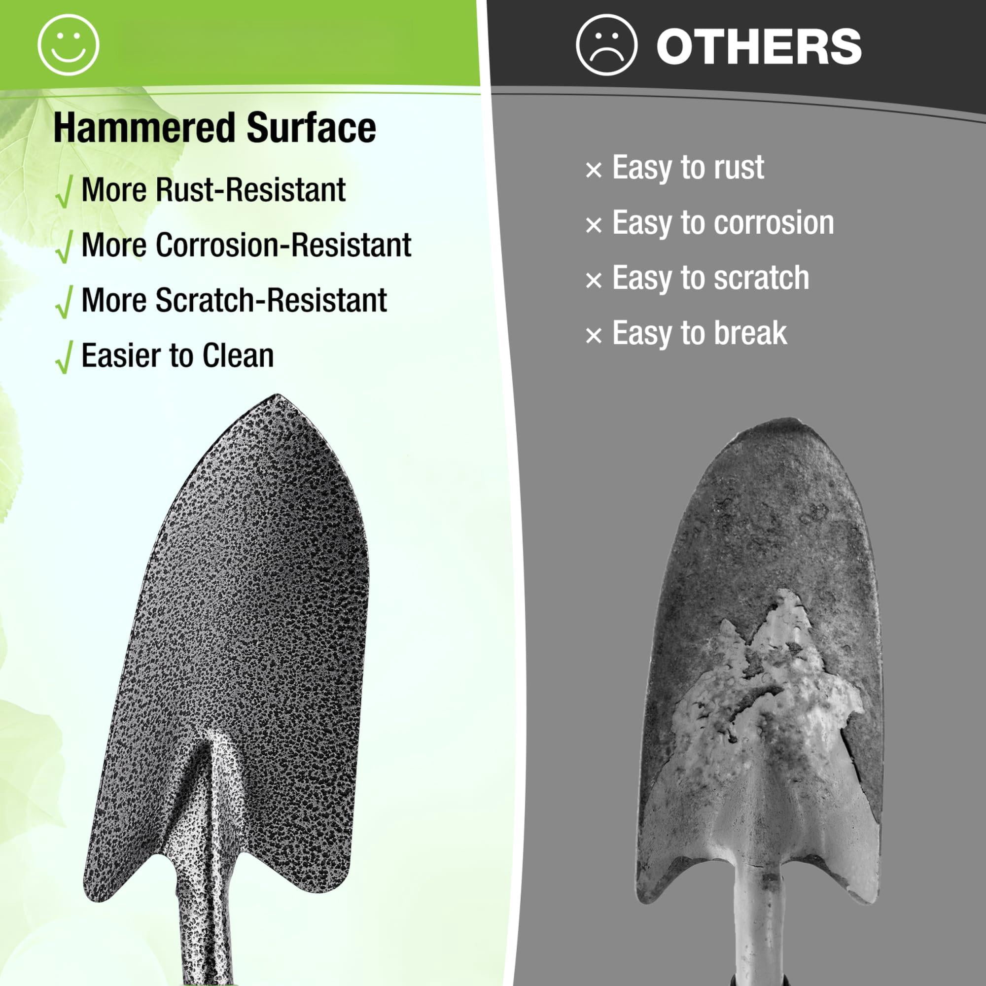 6-piece Garden Tool Set  Heavy Duty Gardening Hand Tools With Soft Rubber Handle Including Trowel Rakes 2-in-1 Hoe And Crack Weeder Ideal Gifts For Men Women