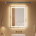 thumbnail image 2 of Arched LED Bathroom Mirror with Front and Backlight, Dimmable Anti-Fog Vanity Mirror, Shatter-Proof Wall Mirror with 3 Light Colors, Memory Function, Horizontal or Vertical Mount, 2 of 7