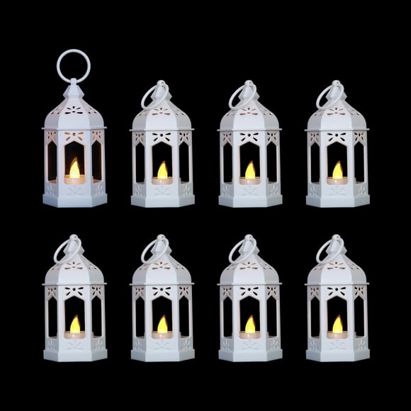Lantern LLQ Minilinterna marroquí con vela LED de 12,7 cm, color blanco
