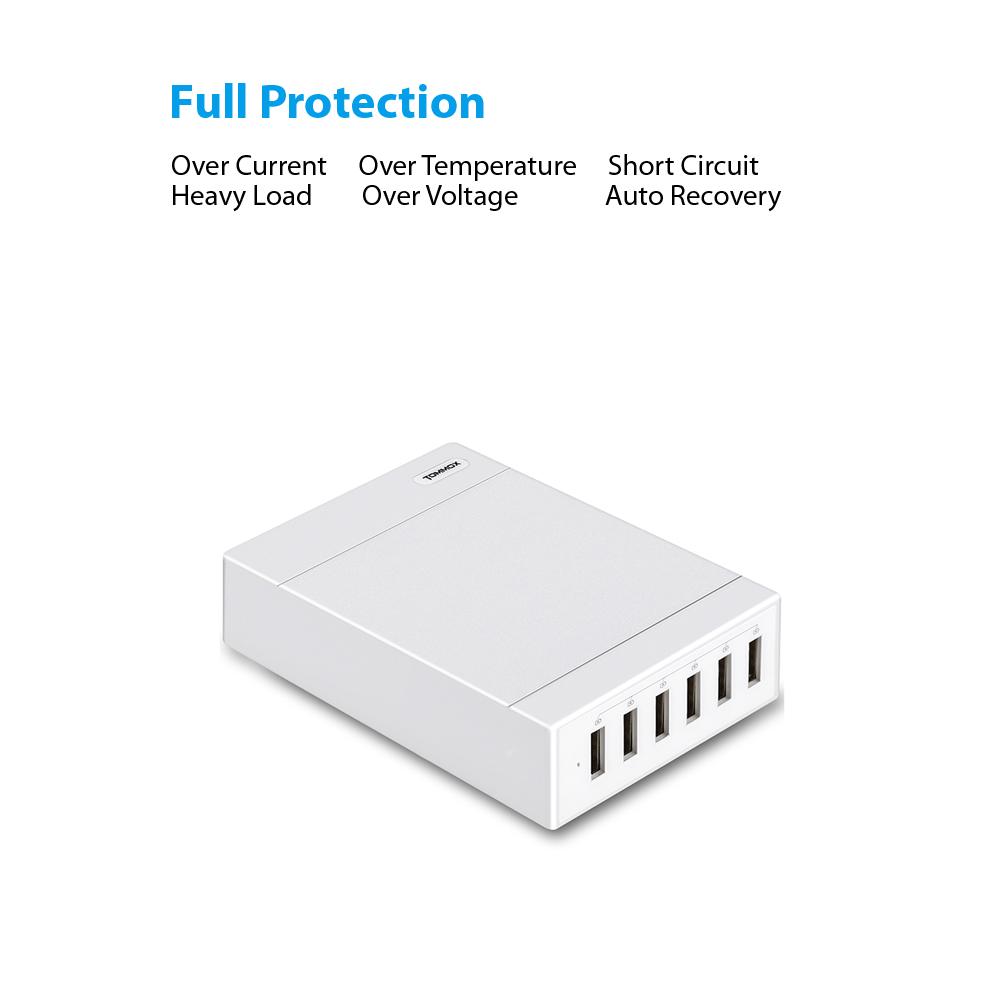 6-Port 60W Fast Charge USB Wall Charger Charging Station Desktop Charger USB Charging Hub Multi-Port Multiple-Port USB Charging Hub Station Portable with Qualcomm Q3.0 Quick Charge by Clambo - image 3 of 4
