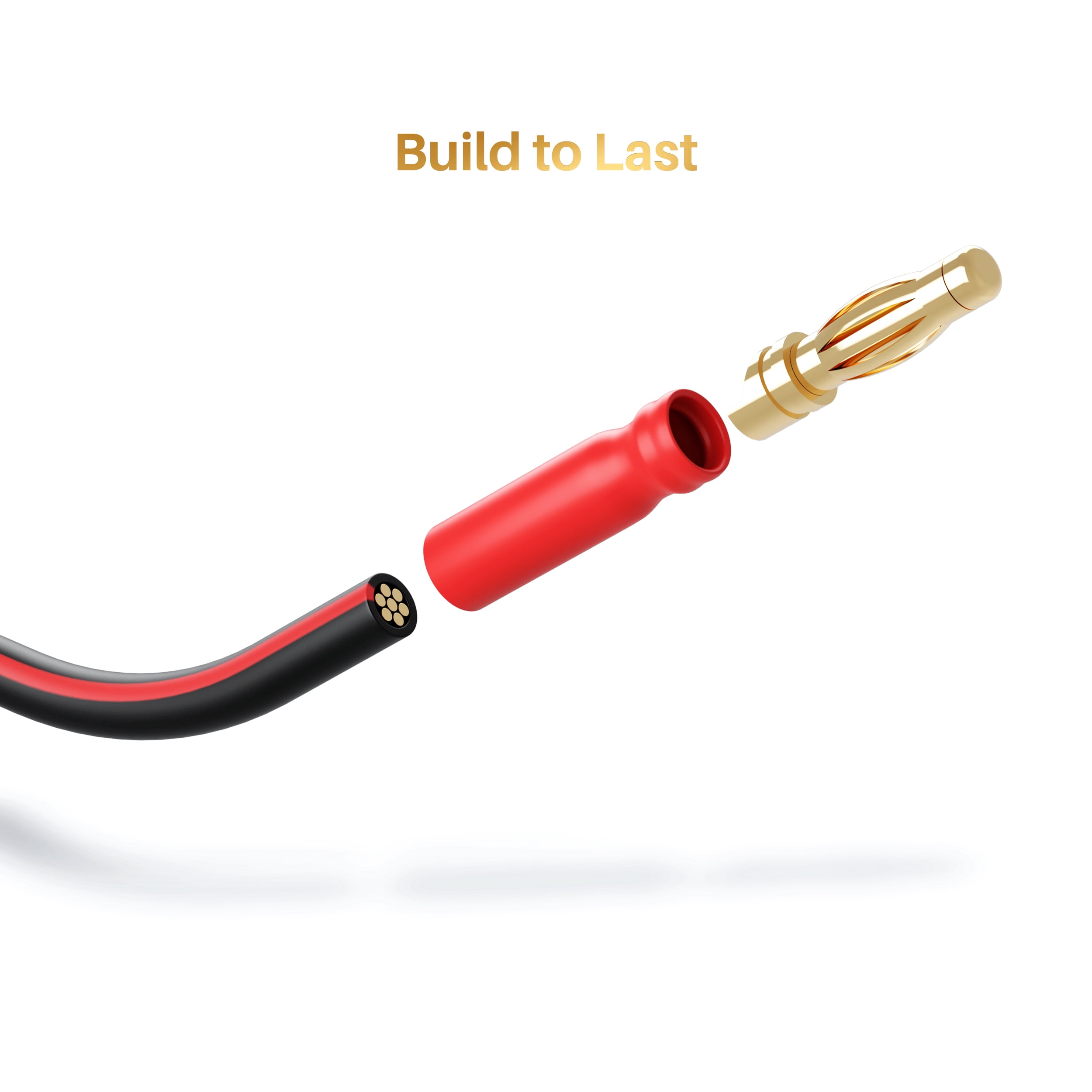 GearIT 14 AWG Speaker Cable Wire with Banana Plugs (2 Pack, 16.4 Feet - 5 Meter) 14Ga Gauge Banana Wire for Bi-Wire Bi-Amp HiFi Surround Sound - 99.9% OFC Copper, Gold Plated Tips - Black, 16.4 Ft