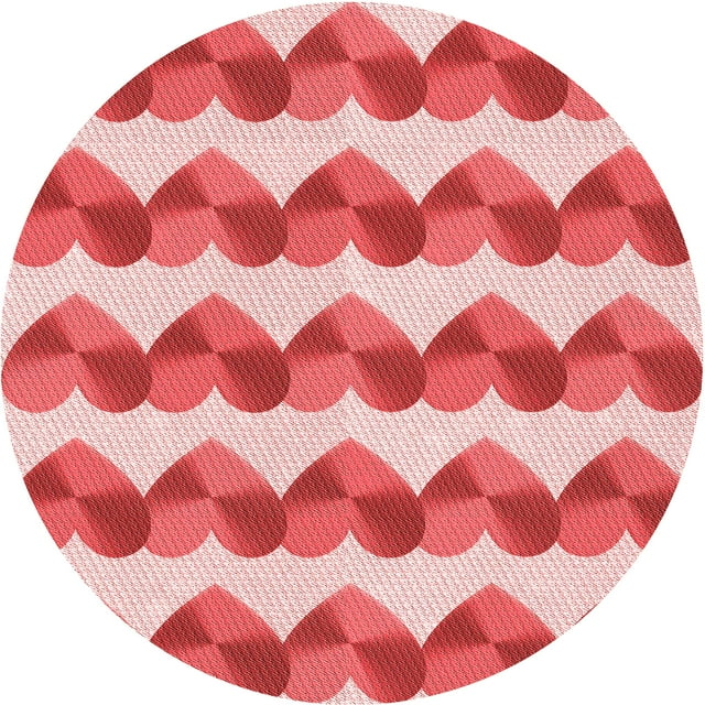 Ahgly Company Tapis Rond Lavable en Machine Intérieur Transitionnel Rose Pastel, 5 Pieds Rond