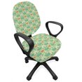 thumbnail image 1 of Floral Office Chair Slipcover, Continuous Eastern Style Blossoms Leaves Botanical Illustration, Protective Stretch Decorative Fabric Cover, Standard Size, Pale Green Dark Peach, by Ambesonne, 1 of 5