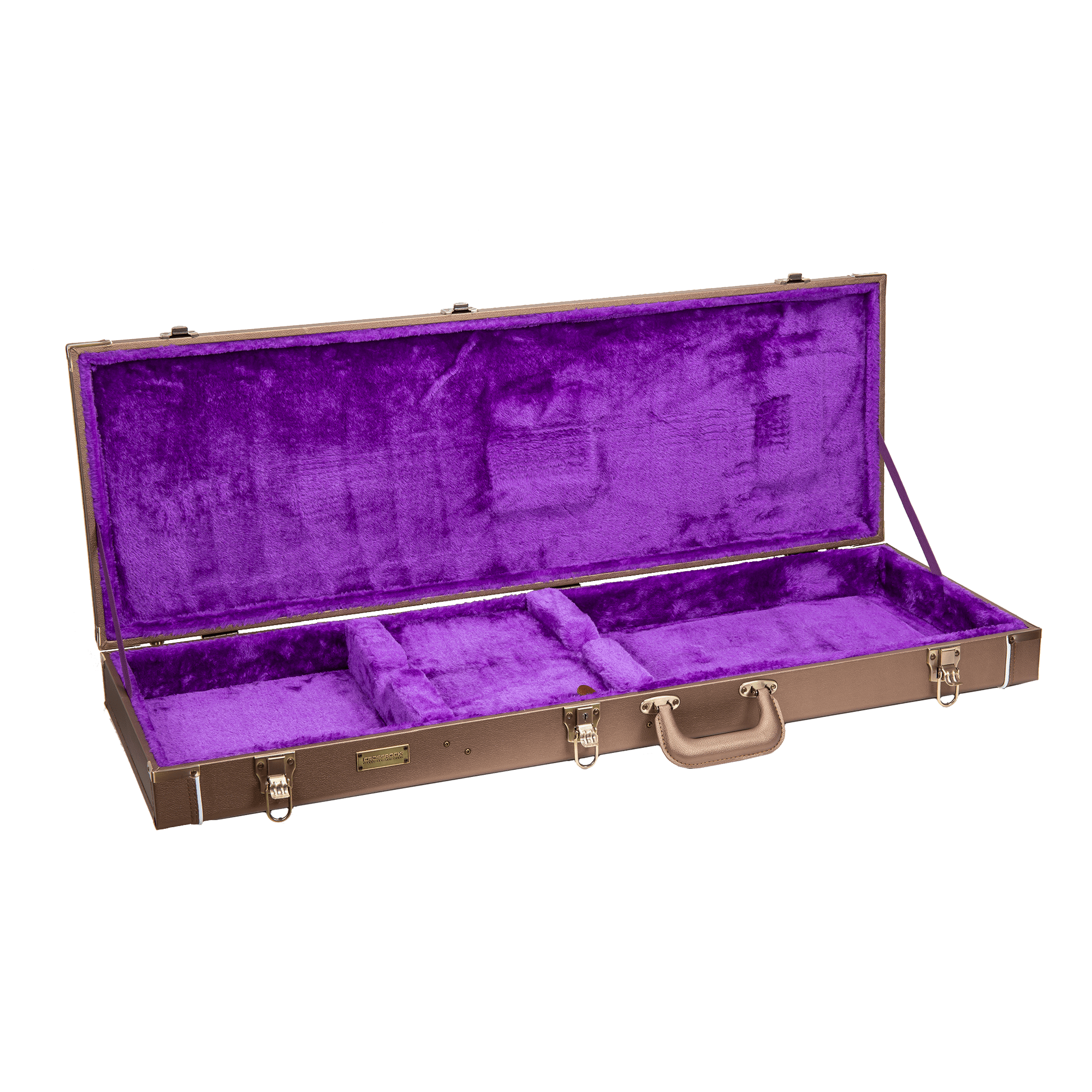 Crossrock Designer Series- Wooden Case for Fender Stratocaster and Telecaster Guitars- Security Lock, Metal Feet, Storage Space- Chocolate Brown