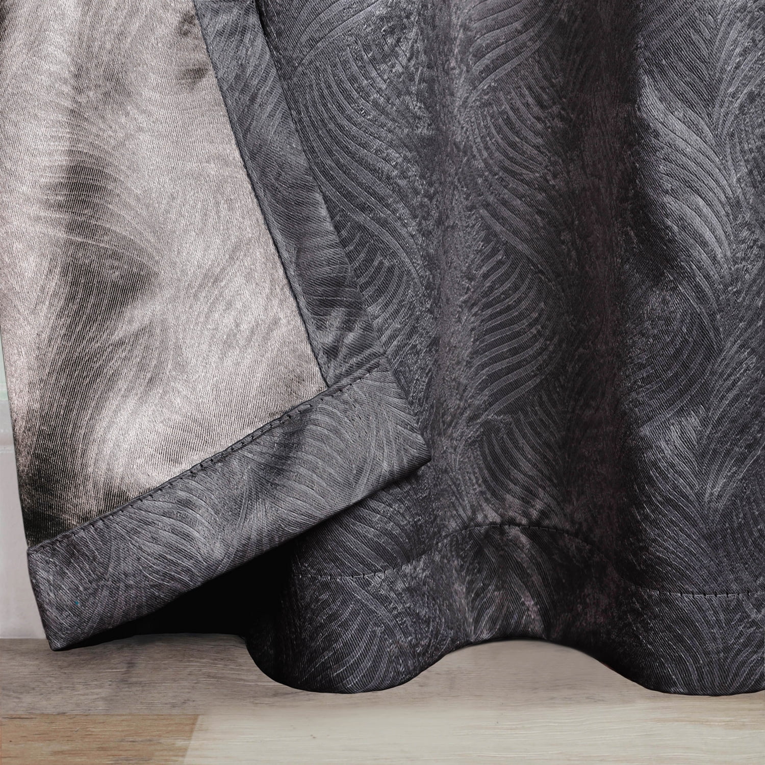 Geometric Wave Blackout Curtain Panels, 26" x 63", Grey by Blue Nile Mills