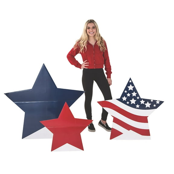 Patriotic Star Stand Ups S/3 - Party Decor - 3 Pieces