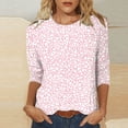 thumbnail image 2 of Kaemgyyd Valentine's Day Tops for Women Oversized 3/4 Sleeve Print Shirts Plus Size Crew Neck Tunic Tee Spring Summer, 2 of 4