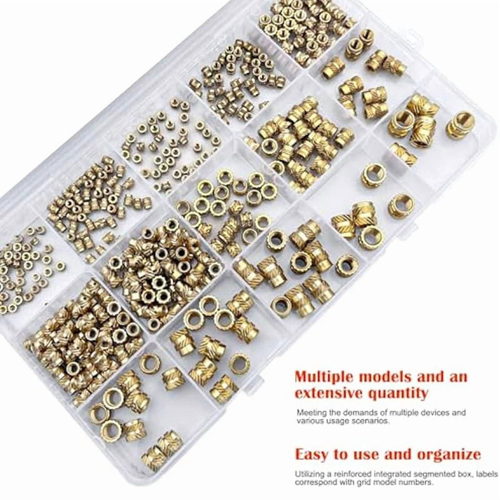 800Pcs Threaded Inserts,M2/M2.5/M3//M5/M6 Thread Knurled Nuts Assortment Kit,Heat Set Insert for Plastic 3D Printing