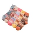 thumbnail image 2 of NTACZA 5 Pairs Women Socks Size 10-13 Thick Crew Socks Women Thermal Graphic Socks, 2 of 3