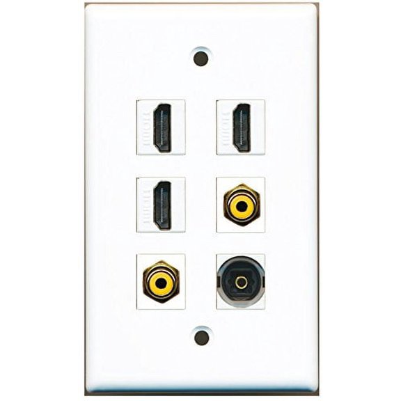 RiteAV - 3 HDMI 2 Port RCA Yellow 1 Port Toslink Wall Plate