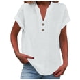 thumbnail image 1 of Camiseta sin mangas de verano holgada con cuello en V y pliegues para mujer: blusa fluida sin mangas con dobladillo curvo., 1 of 5