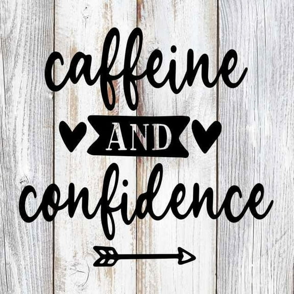 Caffeine and Confidence Coffee Rustic Farmhouse Style White Wood Sign Wall Décor Gift 12 x 12 Wood Sign B3-12120001093