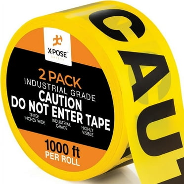 2pk Caution Do Not Enter Tape Roll - 2 Rolls - 1000 Ft x 3 Inch Wide Each - Yellow Safety Tape for High Visibility Outdoor Warning, Flagging Construction Hazard, Crime Scene Barrier, Danger Zone