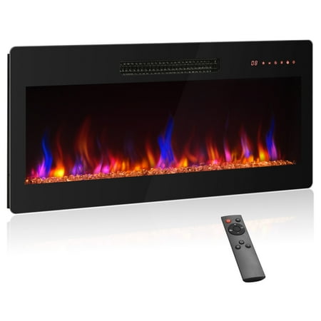 BELLEZE 36  Electric Fireplace Heater  1400 W Recessed & Wall Mounted Electric Fireplace with Remote Control  Freestanding Heater with Adjustable Flame Color and Brightness  Timer  Touch Screen