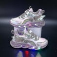 thumbnail image 1 of Zapatillas de deporte informales Led para niñas, zapatos de exterior con estampado de princesa Elsa, zapatos antideslizantes iluminados para primavera, 1 of 5