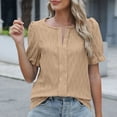 thumbnail image 6 of Puff Sleeve Tops for Women Casual V Neck Short Sleeve Summer Garment Comfortable Tops Tunic Blouses, 6 of 7
