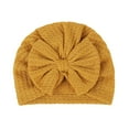 thumbnail image 2 of HAOTAGS Baby Headband Hat,Comfort Solid Color Grain Bow Hats for Babies Stitch Bow Cap Yellow Free Size, 2 of 3