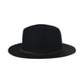 thumbnail image 2 of WITHMOONS Wool Felt Fedora Panama Hat Faux Leather Band Wide Brim SL6528 (Black), 2 of 4