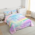 thumbnail image 3 of jejeloiu Multicolor Gradient Rainbow Queen Comforter Set,Galaxy Sky Clouds Bedding Comforter Set For Kids Reversible 3 Pieces, 3 of 8