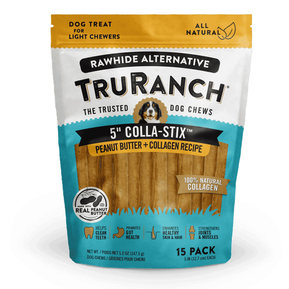 5" Collagen Stix, Peanut Butter Flavor - 15 Pack