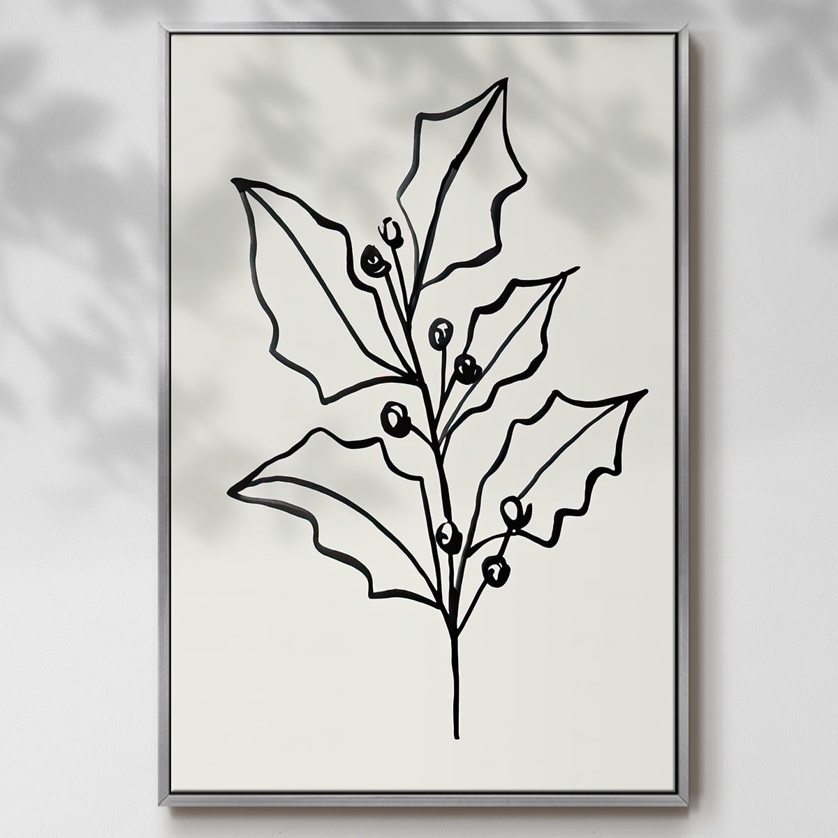 Evergreen Ink I - Framed Gallery Wrapped Holiday Canvas - 17 x 25 - Silver Frame