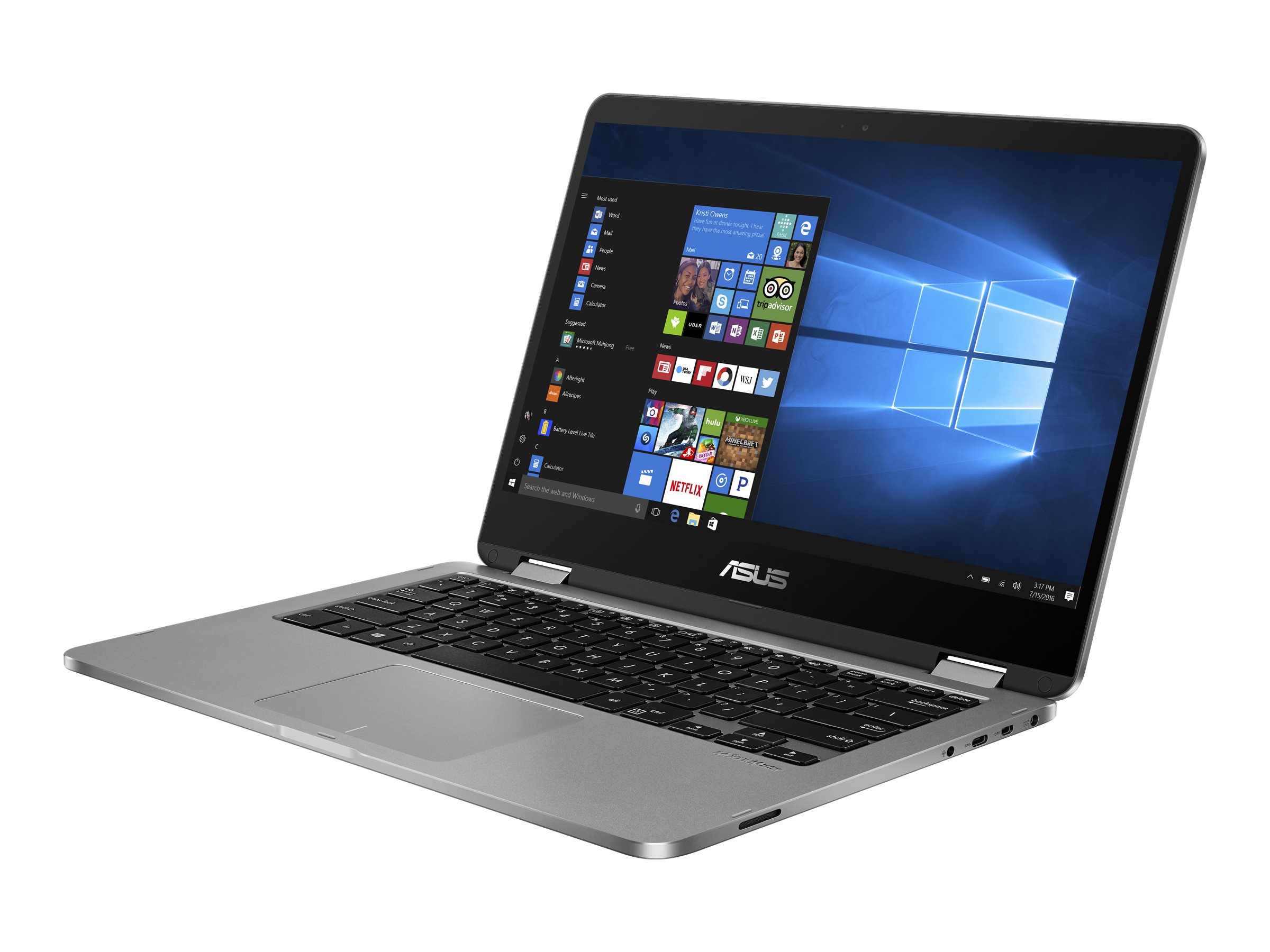 ASUS VivoBook Flip 14 TP401MA AH21T - Flip design - Pentium Silver N5030 / 1.1 GHz - Win 10 Home in S mode - UHD Graphics 605 - 4 GB RAM - 128 GB eMMC - 14" touchscreen 1366 x 768 (HD) - Wi-Fi 5 - light gray - image 3 of 10