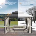 thumbnail image 6 of LUE BONA Hardtop Gazebo with Nettings Curtains,Galvanized Steel Double Roof Pergola,12'x12',Black, 6 of 7