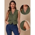 thumbnail image 2 of DARING DIVA Women's Vintage V Neck Faux Suede Button Down Sleeveless Jacket Vest S Army Green, 2 of 6