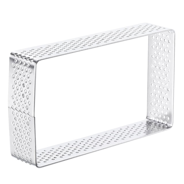 Inoxidable Acero Rectangular Pastel Anillos, 3.8 x 2.2 Perforado Pastel Mousse Anillo Bricolaje Pastelería Cocina Suministros Calor Resistente para Hornear, Plata