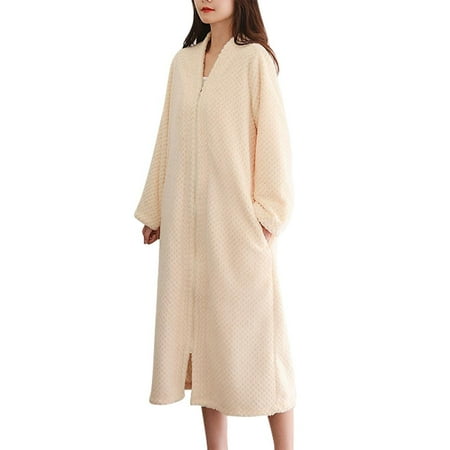 

Women s Fleece Soft Zip Up Front Bathrobe