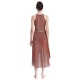 thumbnail image 2 of Doomiva Lyrical Dance Costumes for Women Shiny Rhinestones Contemporary Dance Dress Chiffon Flowy Dusty Pink S, 2 of 7