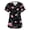 Black, variant on Women's Fashionable V-Neck Short Sleeve Work Top with Double Side Slits and Pockets, Retro Floral Print Blouse for Nursing, Uniform, and Casual Workwear,Beige,M