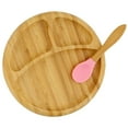 thumbnail image 1 of Assiettes pour Tout-Petits en Bambou avec Cuillère Vertes - Assiettes pour Bébé avec Succion, 1 of 7