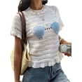 thumbnail image 2 of Women'S Vacation Hollow Out Knit Shell Beach Top Boho Chic Summer Cover Up Crochet Lace Blouse White XL, 2 of 9