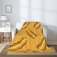 thumbnail image 2 of Throw Blanket for Couch Sofa and Bed, Hot Dog Print Yellow Super Soft Plush Throw Blanket, Fuzzy Cuteness Comfy Warm Washable Flannel Blanket & Throws for All Season 50"x40", 2 of 5