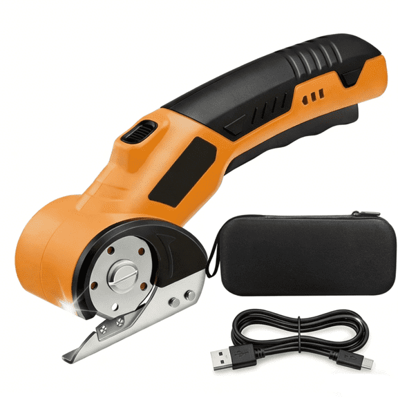 Heavy Duty Cordless Electric Scissors, Type-C Rechargeable Rotary Cutter for Fabric & Cardboard, Battery Powered Shears for Crafting & Sewing