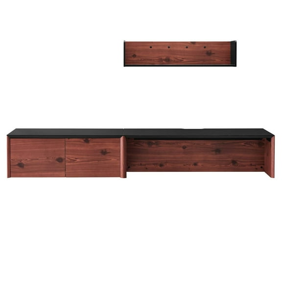 Wall Mount Computer Work Desk Bookshelf Cabinet, Black Cherry, Melamine Wood , Home Office Business, Modern Contemporary HB34689